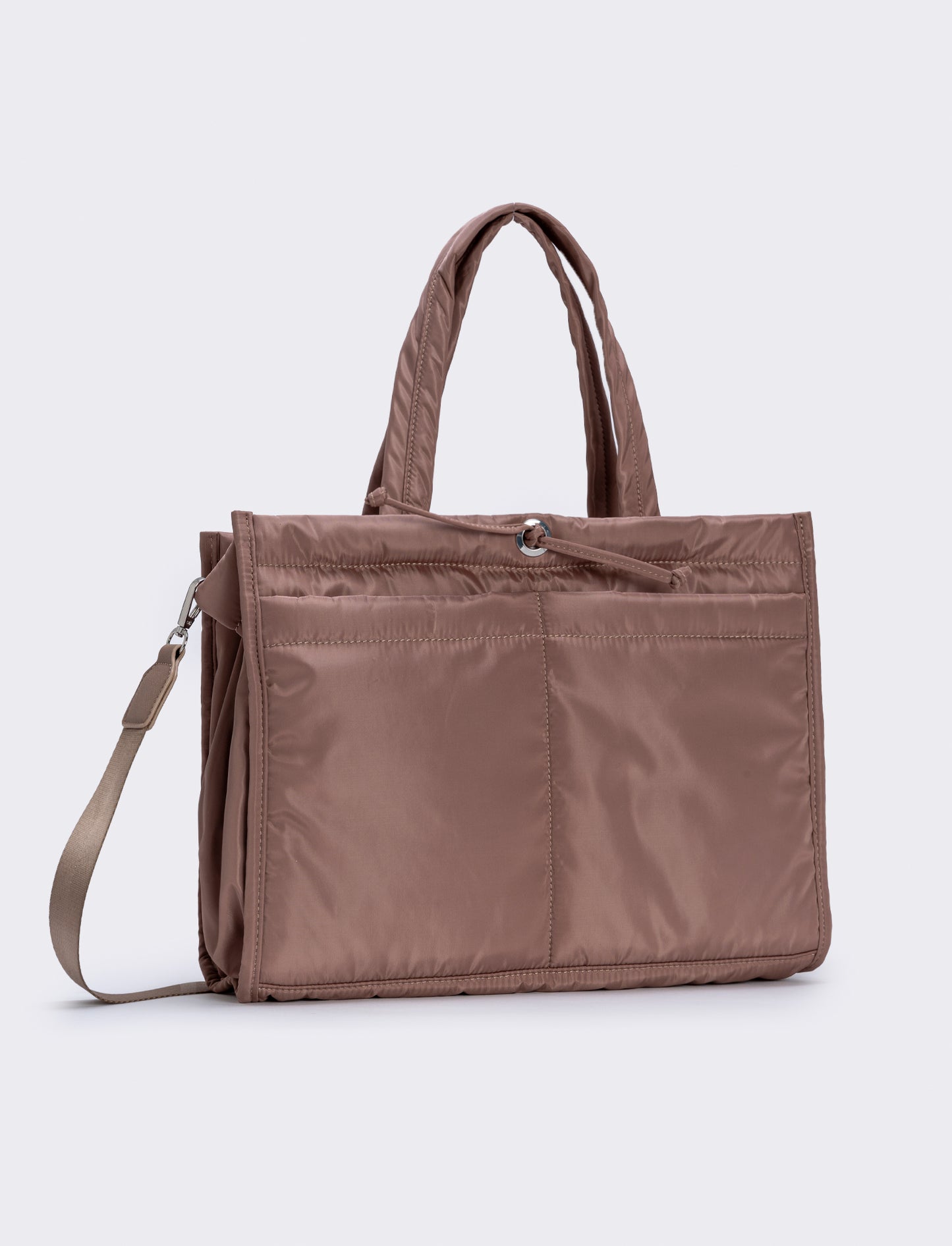 Shopper nylon a mano multi tasche grande - Beige