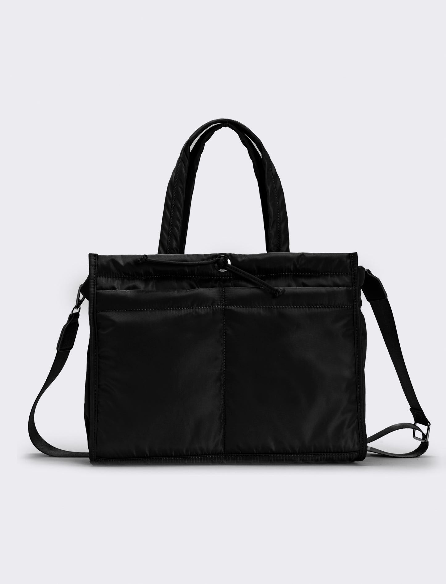 Shopper nylon a mano multi tasche grande - Nero