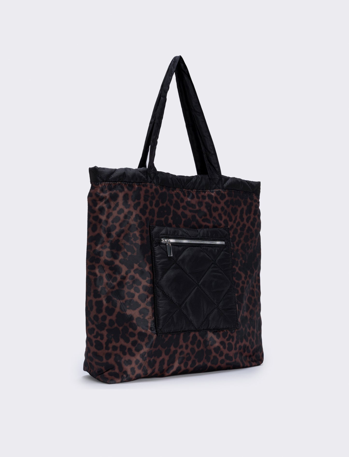 Shopper nylon double face con tasca - Leopardato