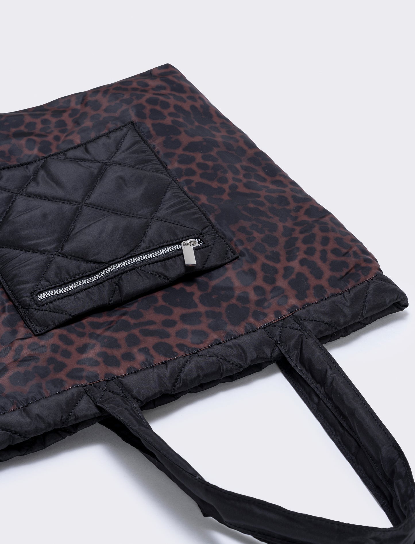 Shopper nylon double face con tasca - Leopardato