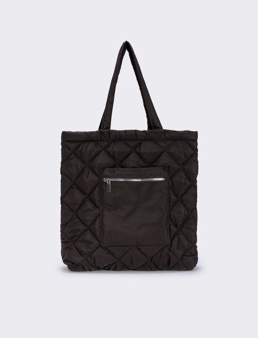 Shopper nylon double face con tasca - Moro