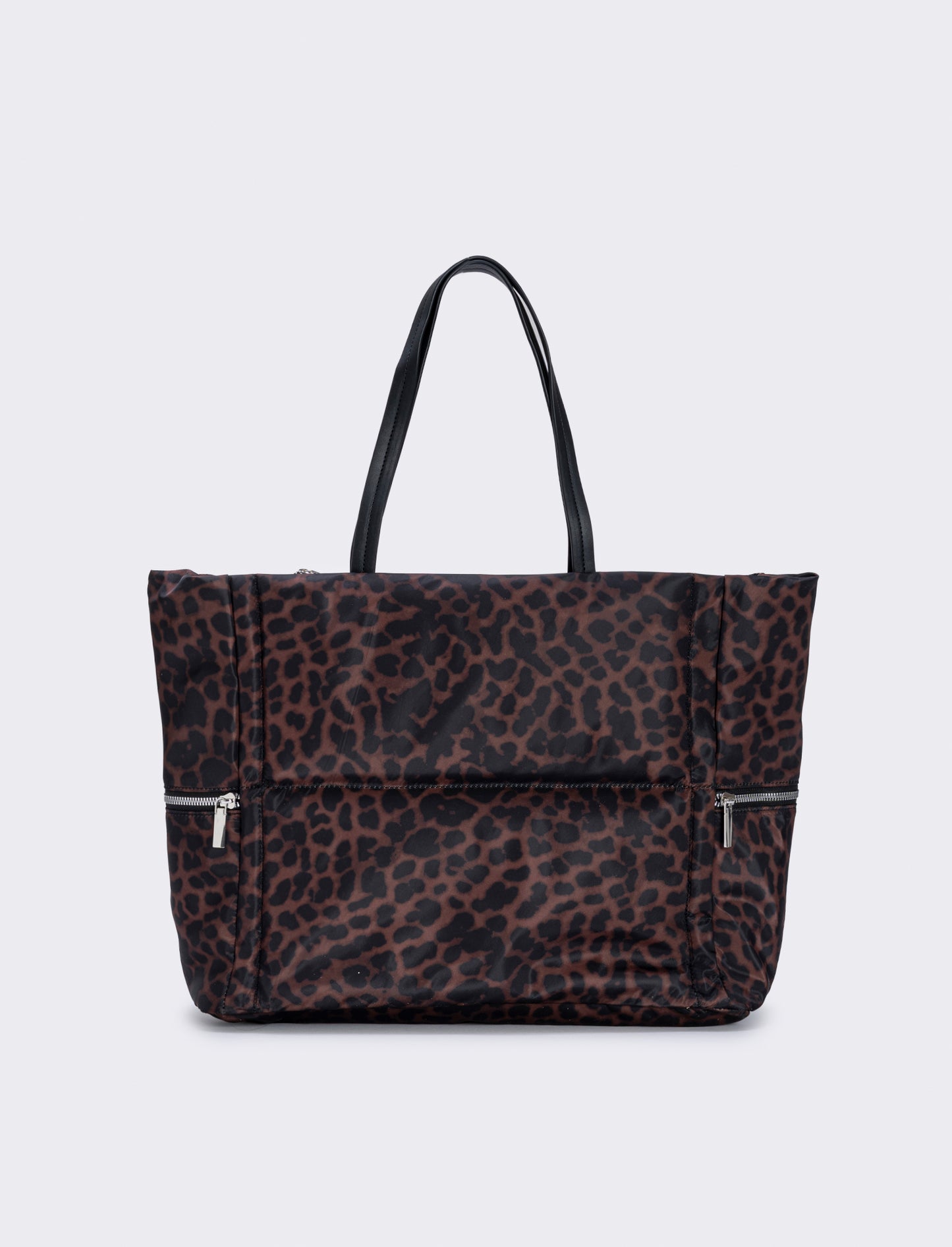Shopper nylon con tasche laterali zip - Leopardato