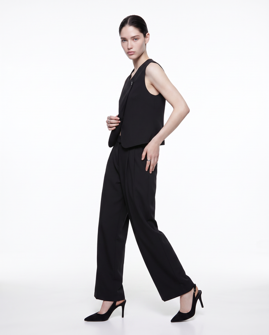 Pantaloni classici con pinches eleganti - Nero