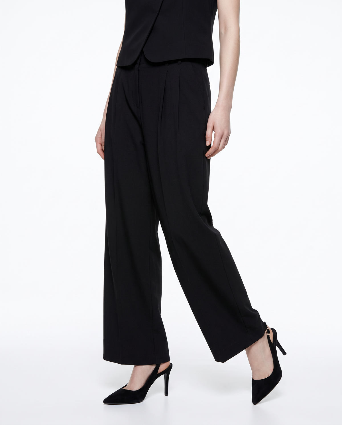 Pantaloni classici con pinches eleganti - Nero