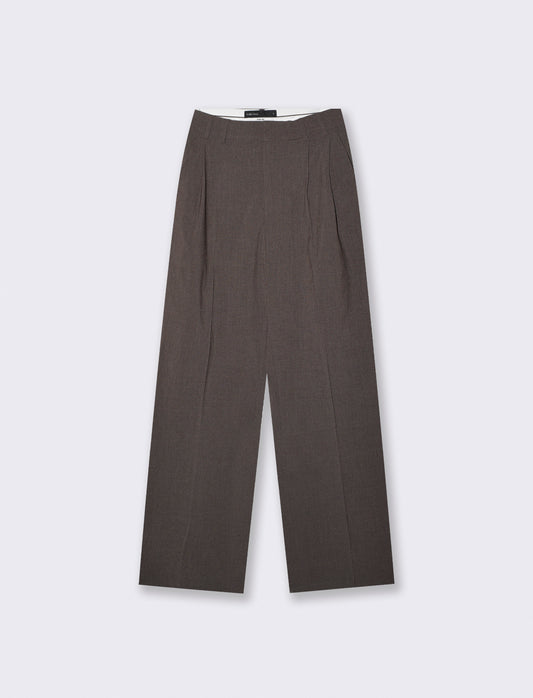 Pantaloni classici con pinches eleganti - Tortora melange