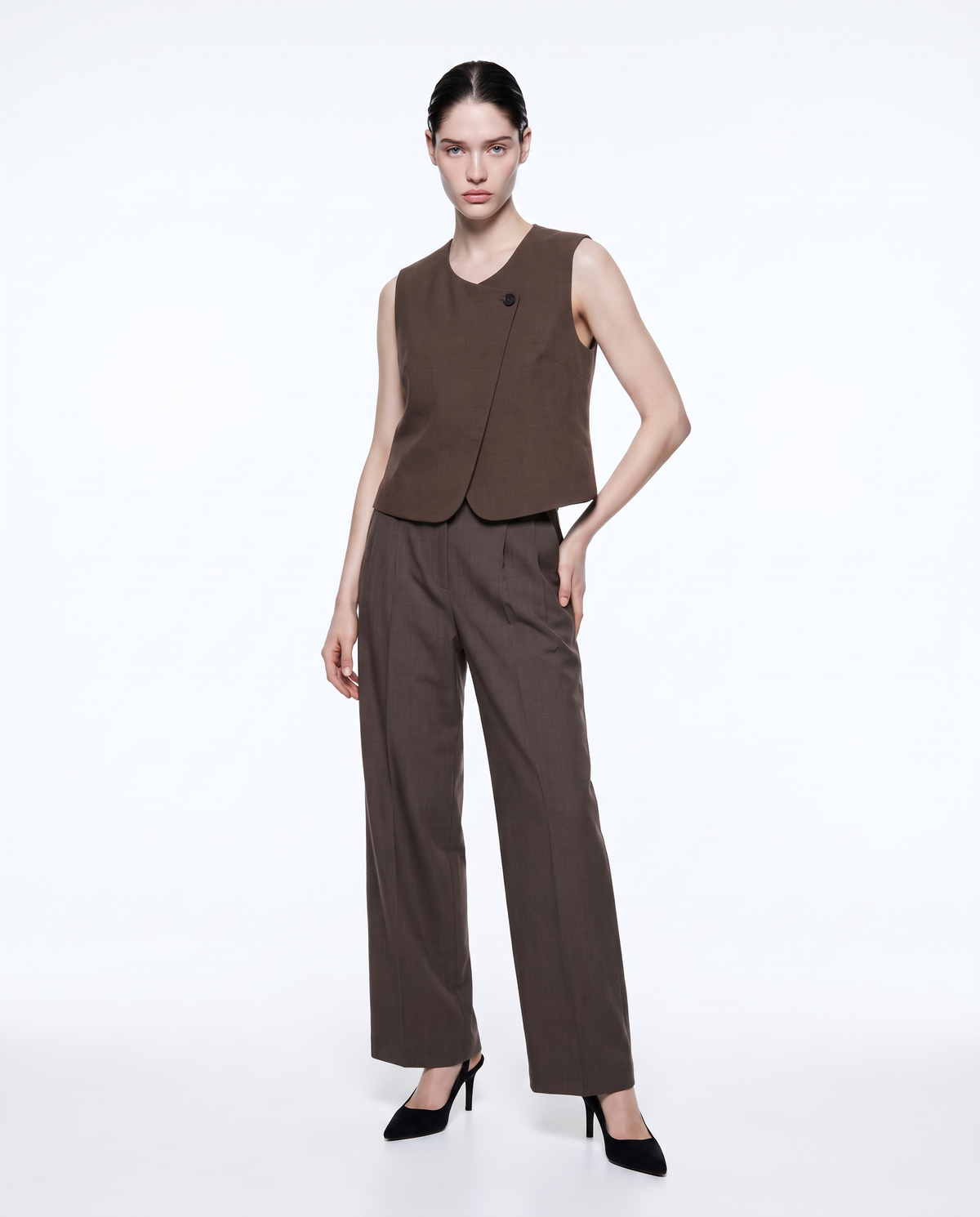 Gilet corto foderato elegante e versatile - Tortora melange