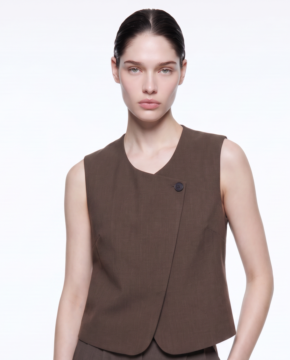 Gilet corto foderato elegante e versatile - Tortora melange