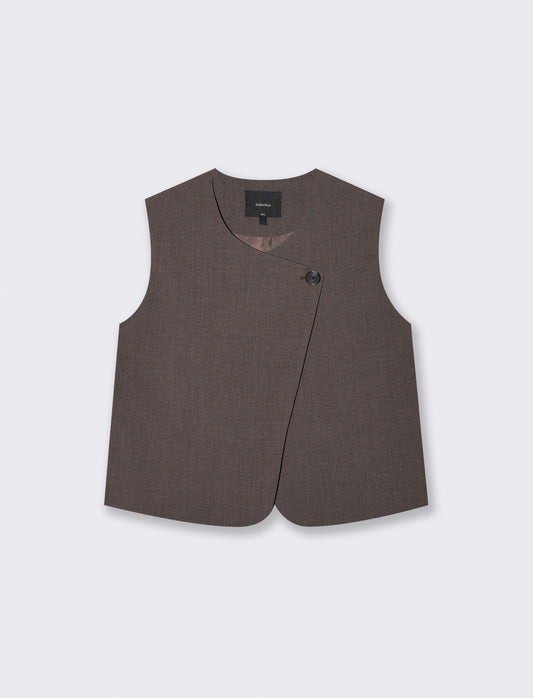 Gilet corto foderato elegante e versatile - Tortora melange