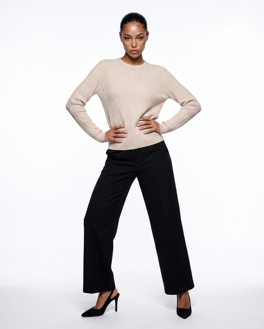 High-waisted wide leg trousers with pockets - Black