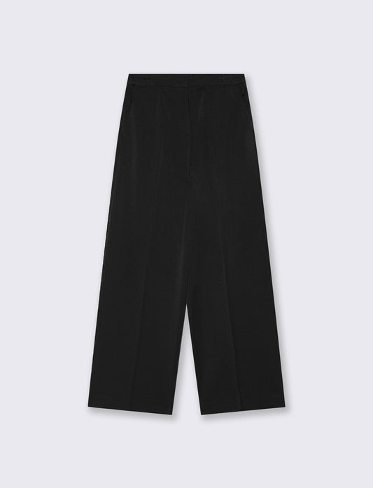 Pantalone wide leg a vita alta con tasche - Nero