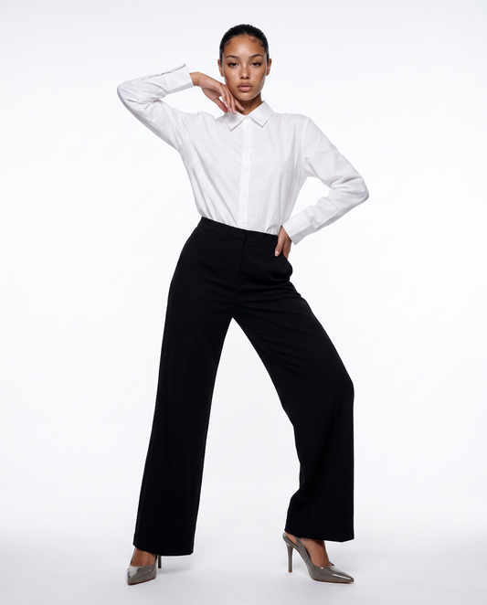 High-waisted wide leg trousers with pockets - Grey