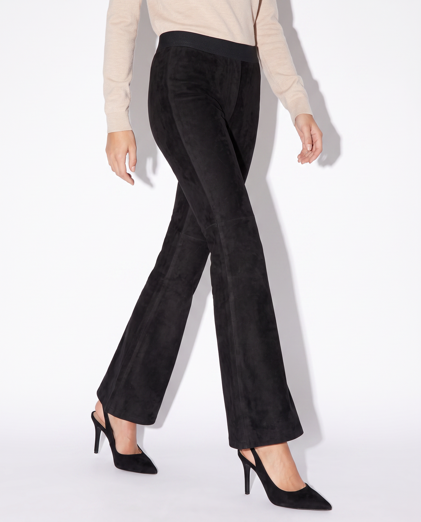 Comfort Waist Flare Elastic Pants - Black