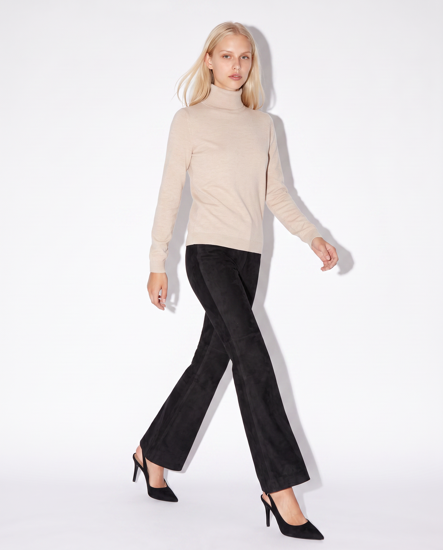 Comfort Waist Flare Elastic Pants - Black