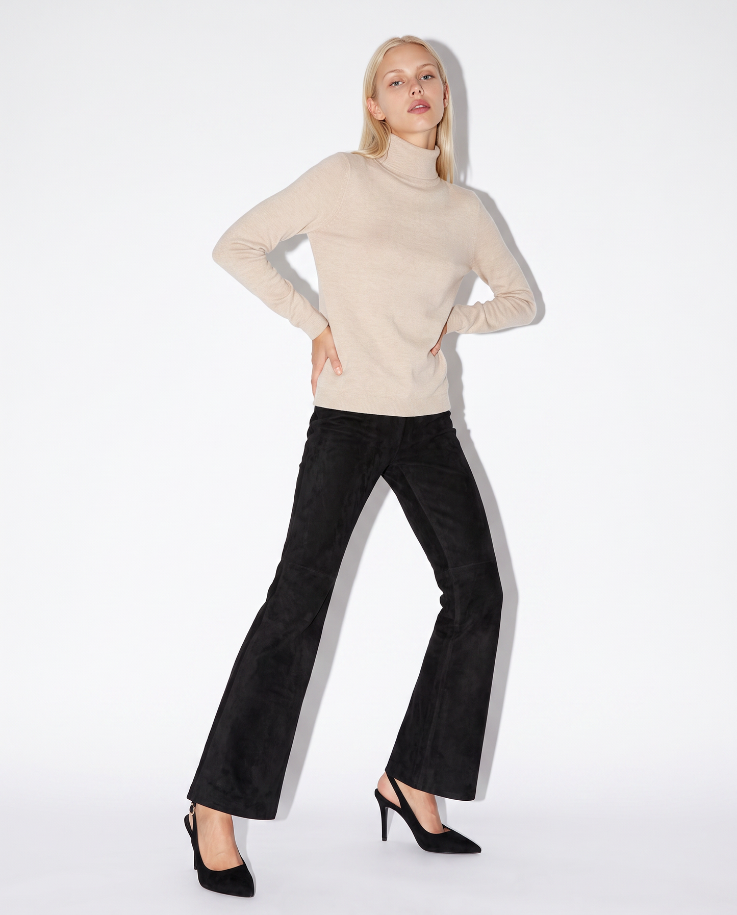 Comfort Waist Flare Elastic Pants - Black