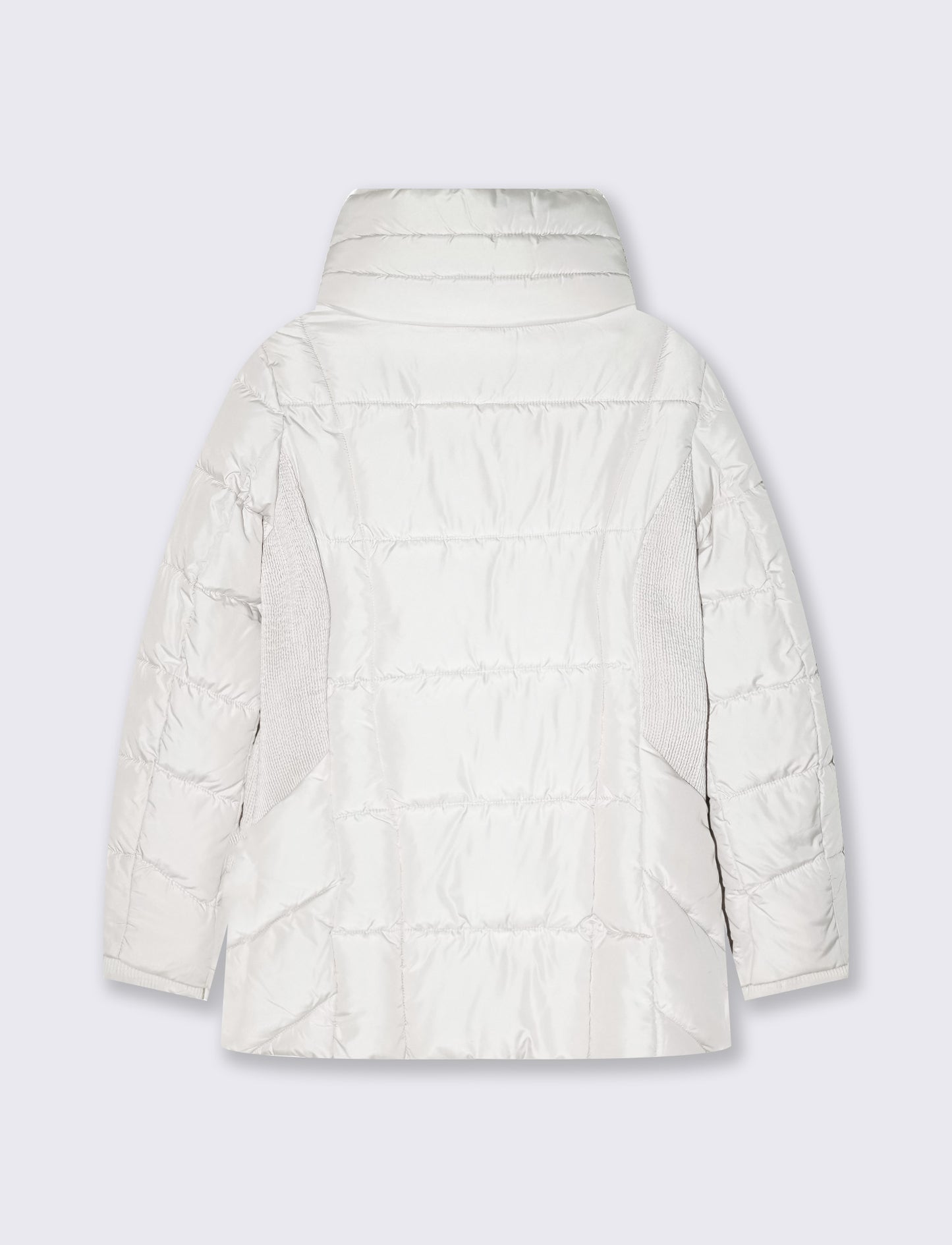 Giubbino lungo collo alto con pelliccia - Bianco gesso