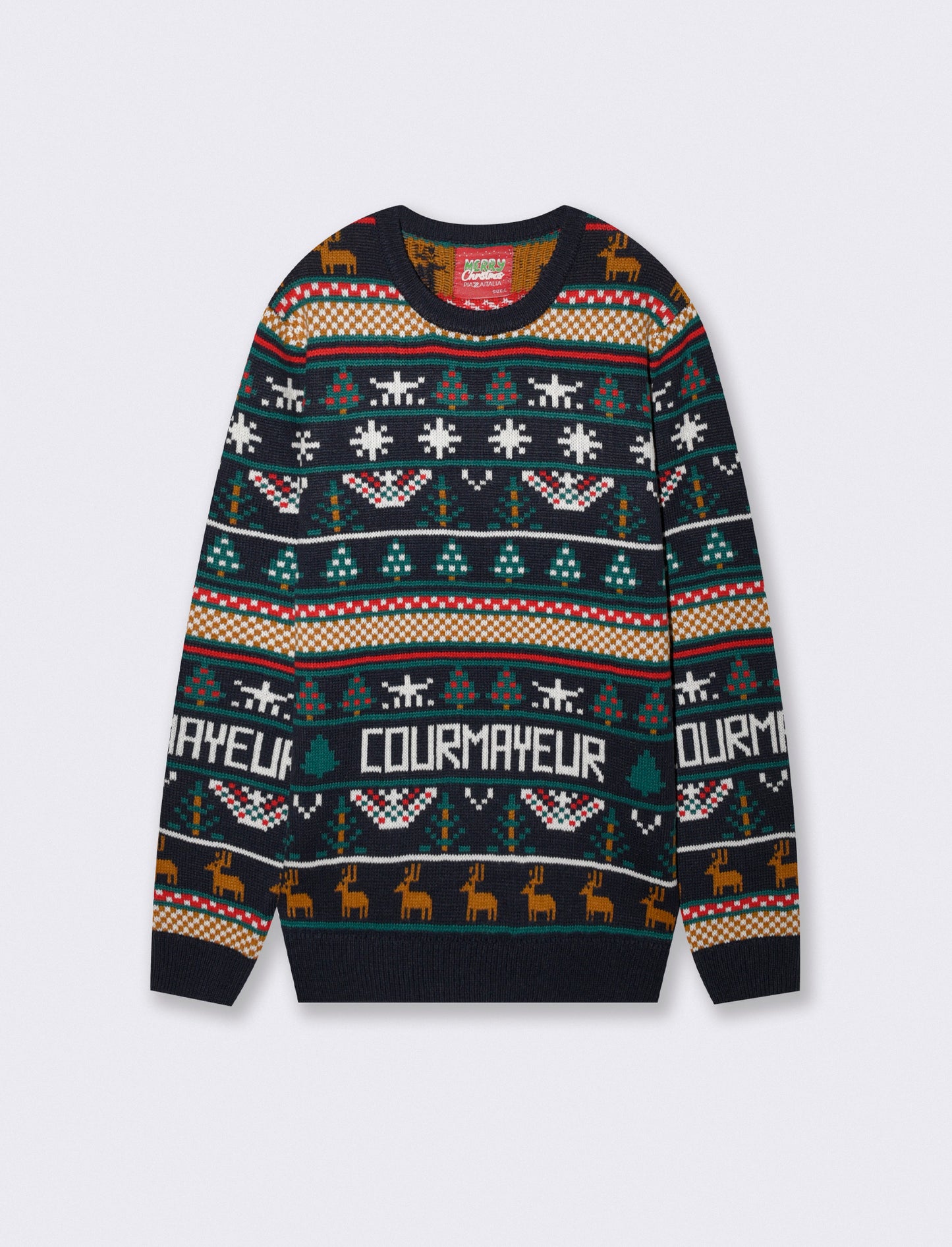 Maglia girocollo jacquard multicolor - Blu