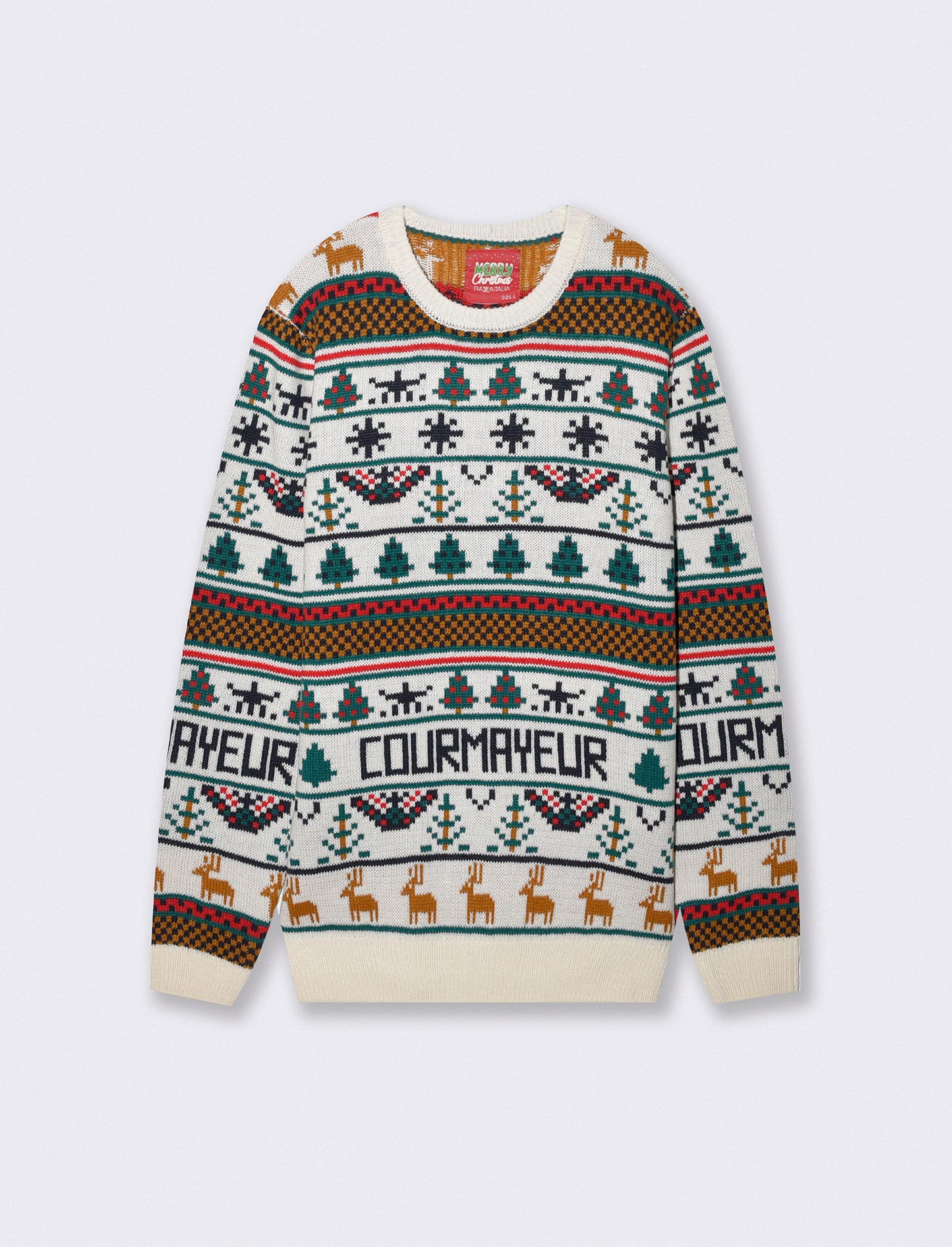 Maglia girocollo jacquard multicolor - Bianco