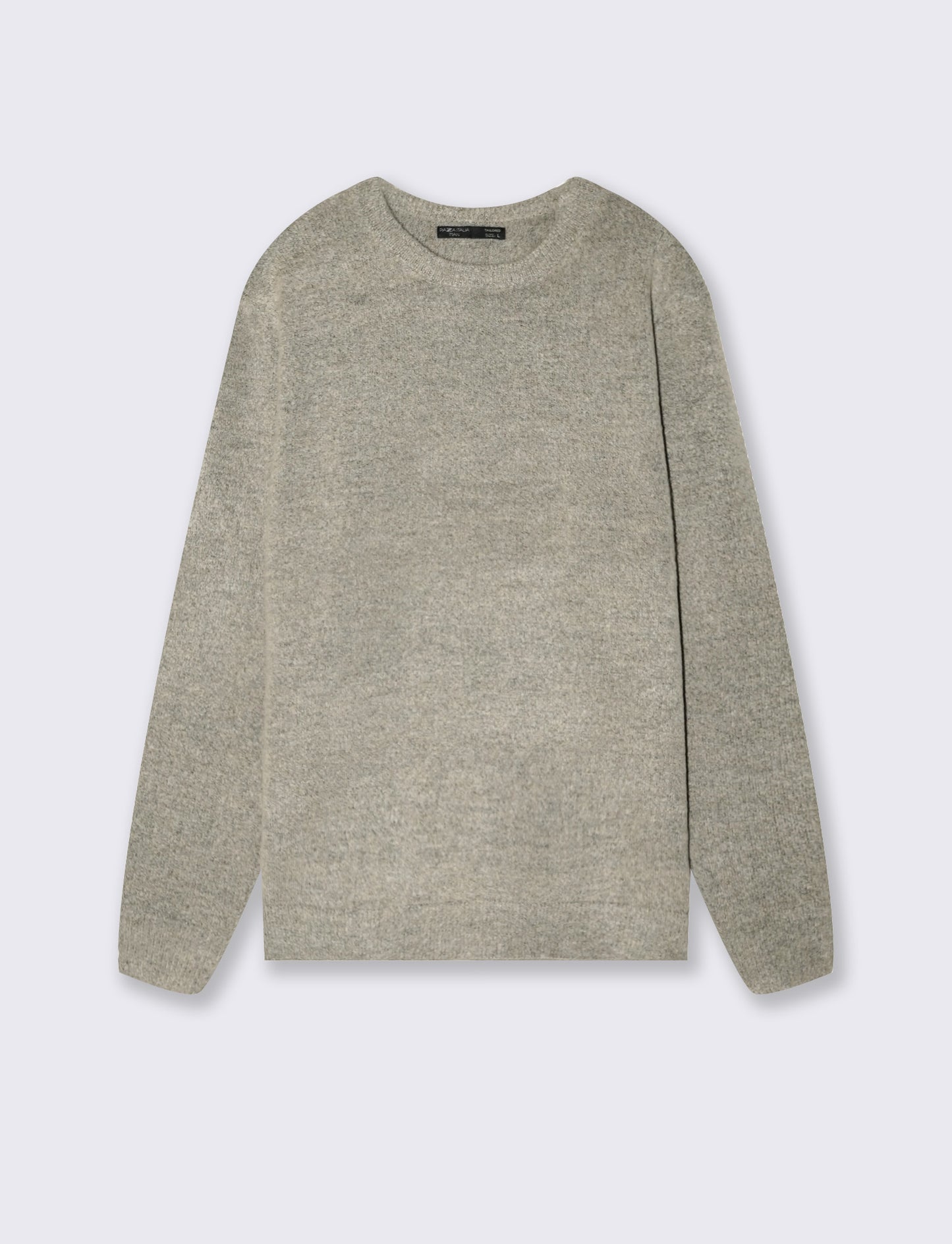 Crew Neck Boucle Sweater with Long Sleeves - Grey