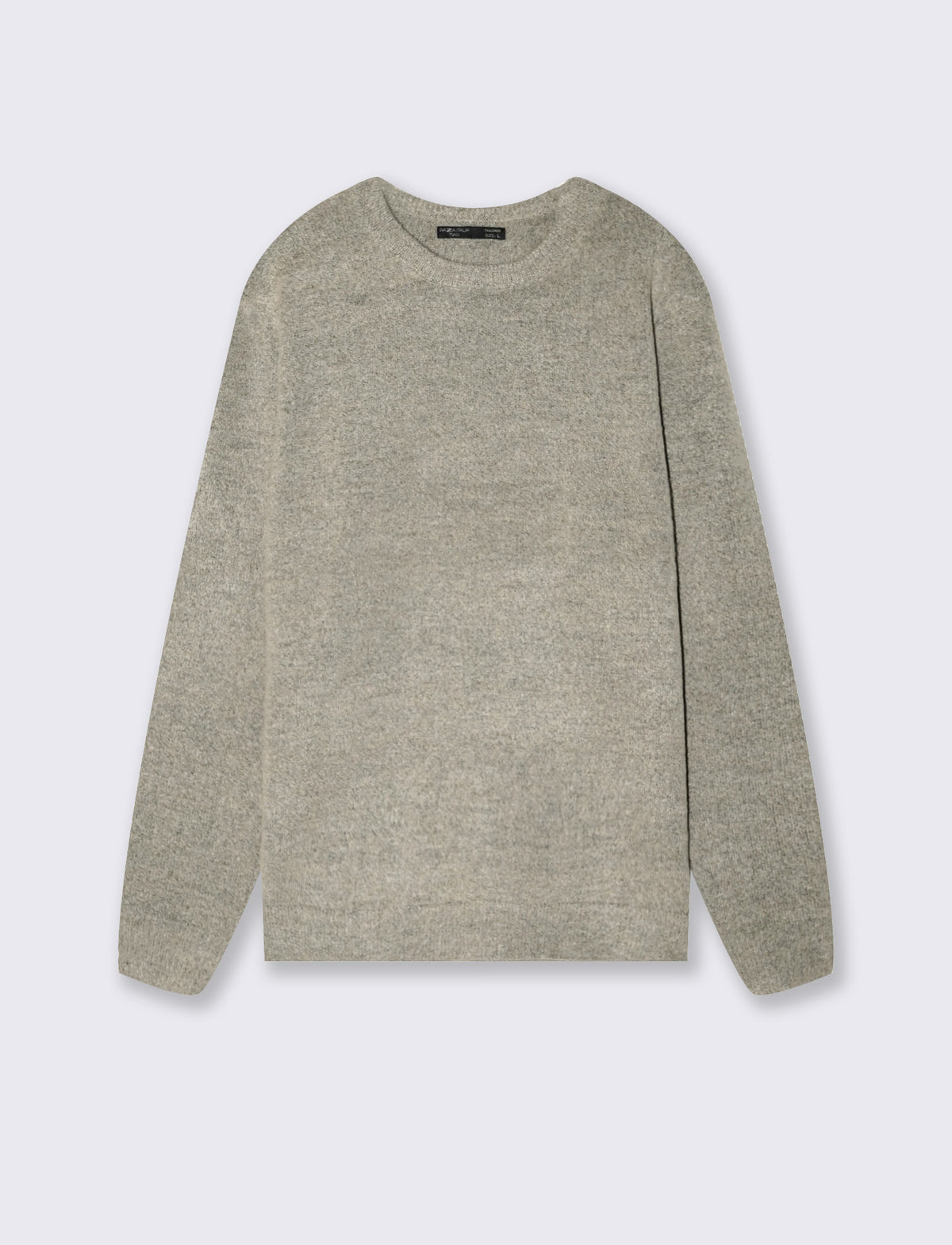 Crew Neck Boucle Sweater with Long Sleeves - Grey