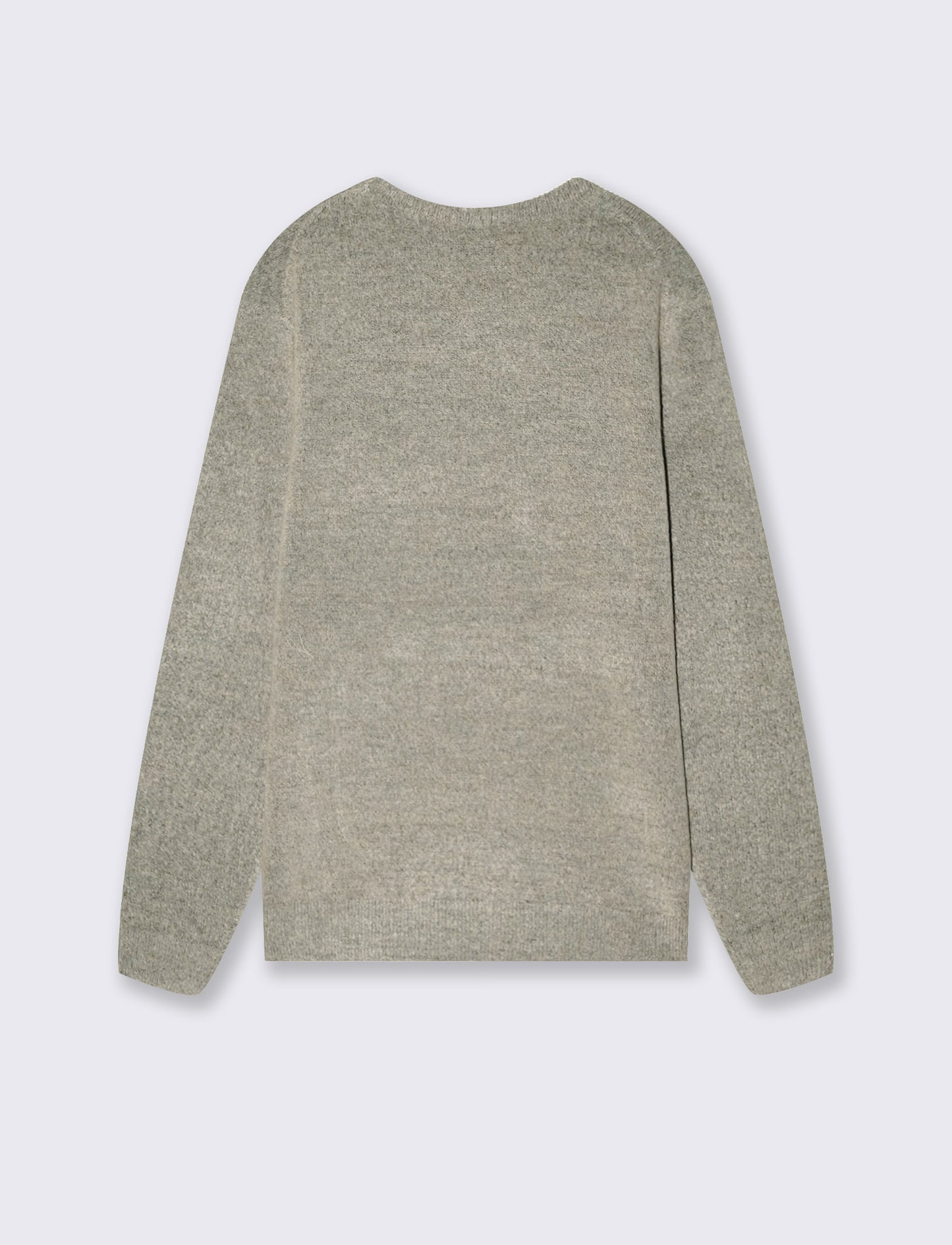 Crew Neck Boucle Sweater with Long Sleeves - Grey