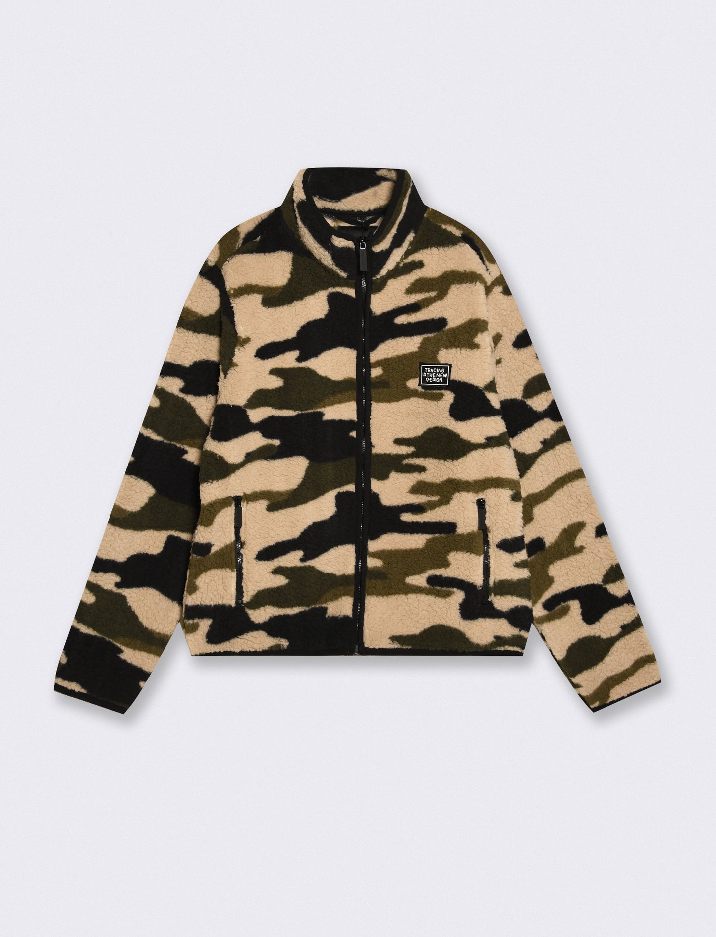 Giubbotto sherpa fantasia con collo alto - militare