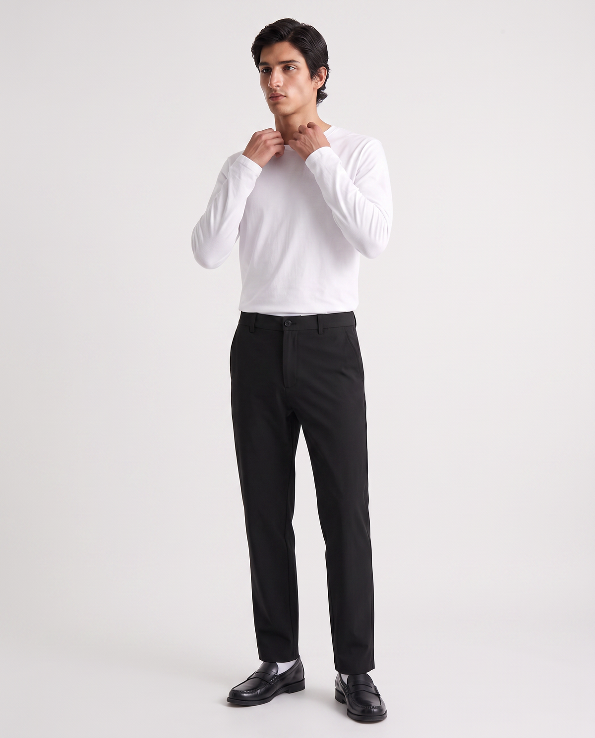 Nylon Stretch Jogger Chino Pants - Black