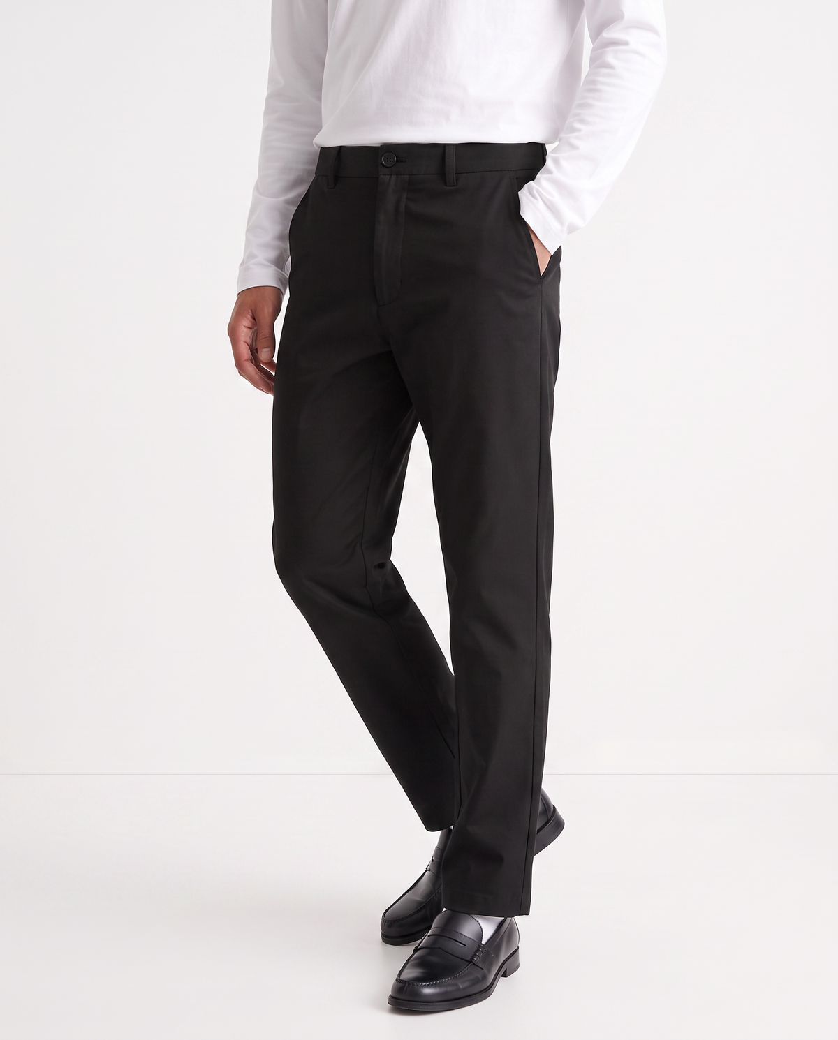 Nylon Stretch Jogger Chino Pants - Black