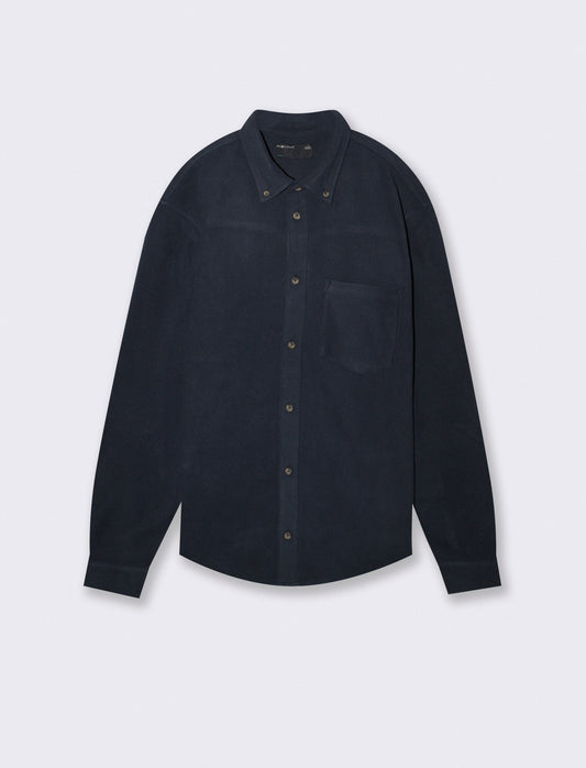 Button-down Fleece Shirt Regular Fit - Blue