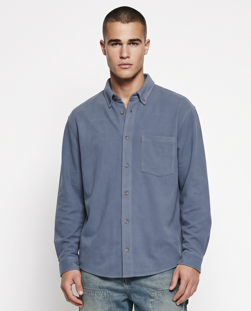 Camicia Bottondown in Pile Regular Fit - CARTA DA ZUCCHERO