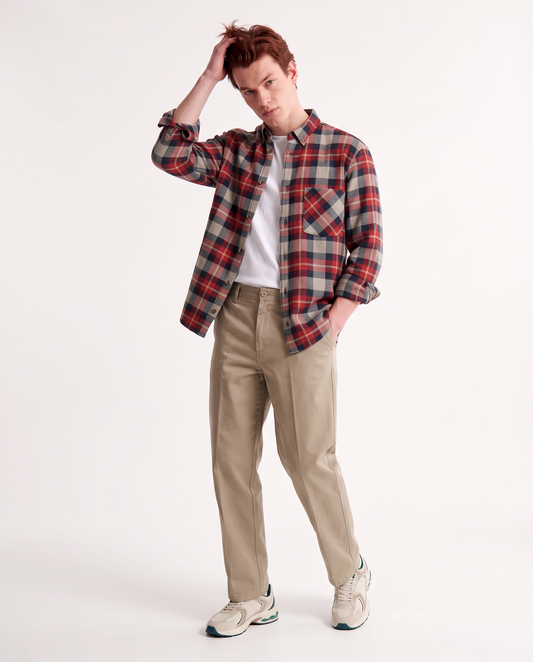 Camicia a quadri in pile bottondown - Rosso