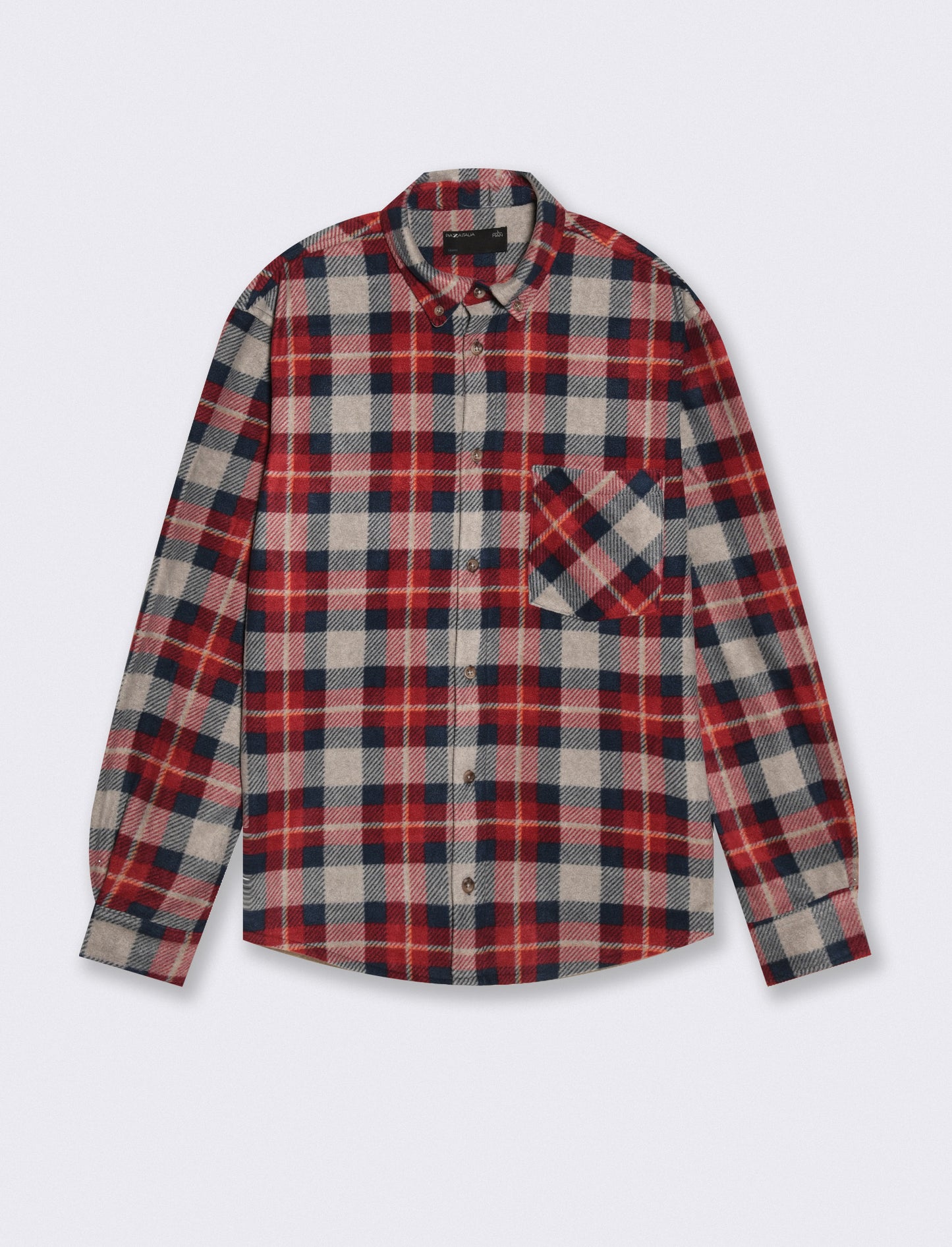 Camicia a quadri in pile bottondown - Rosso