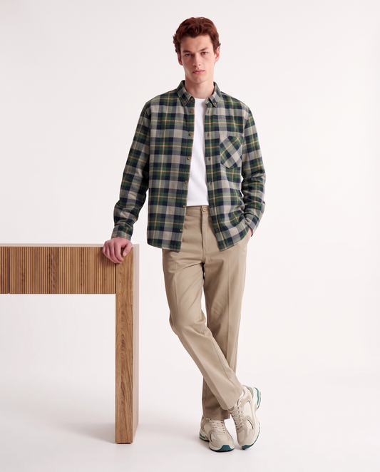 Camicia a quadri in pile bottondown - Verde