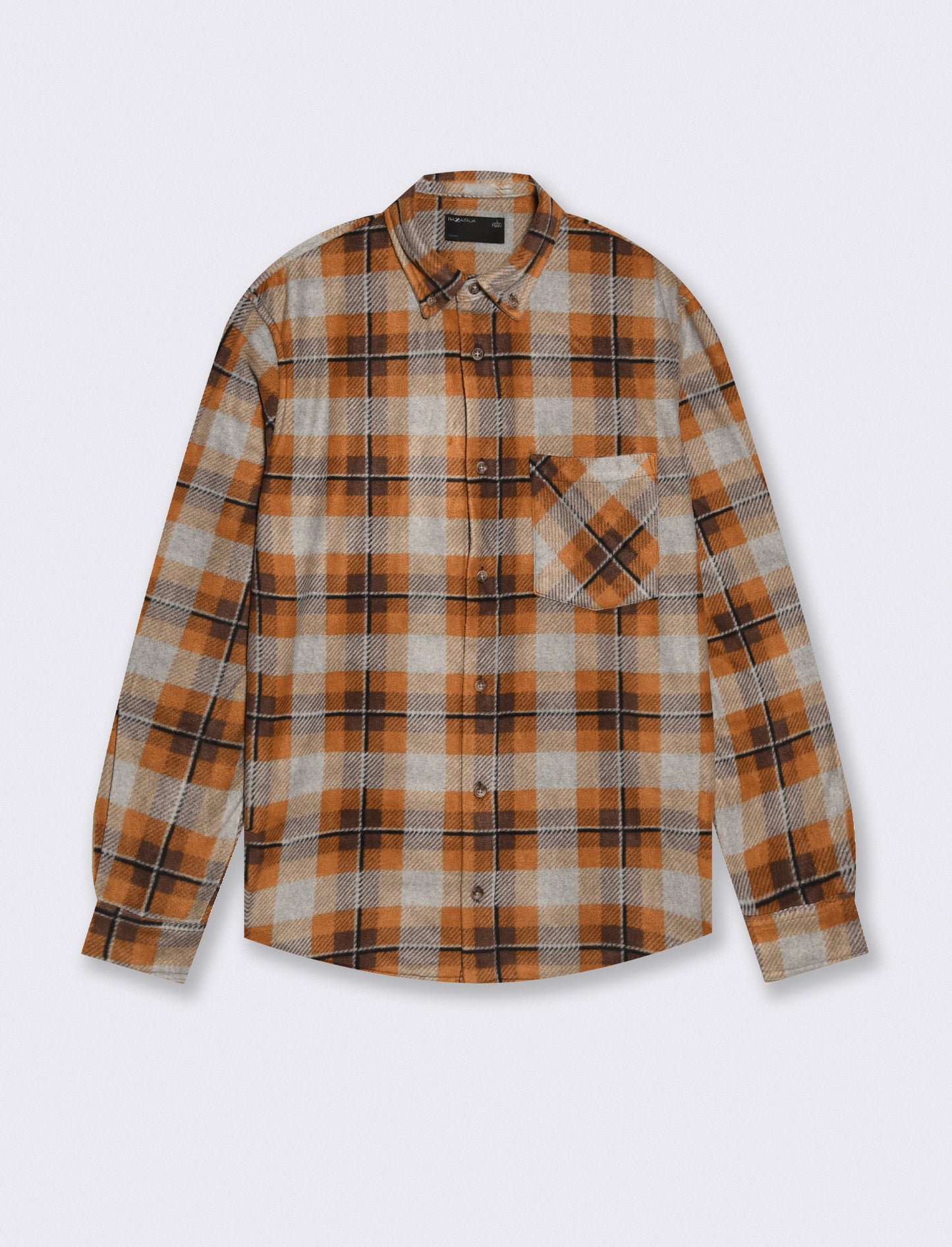 Camicia a quadri in pile bottondown - Beige