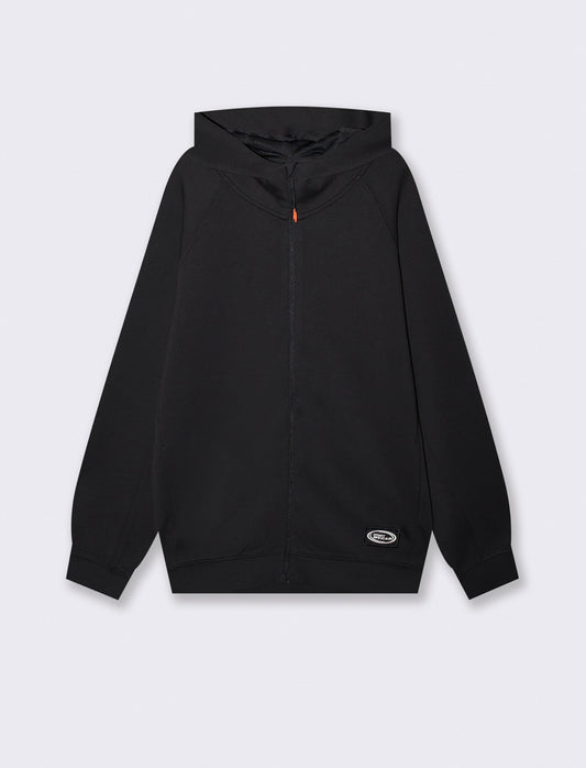 Hooded Sweatshirt Cardigan Interlock Set - Black