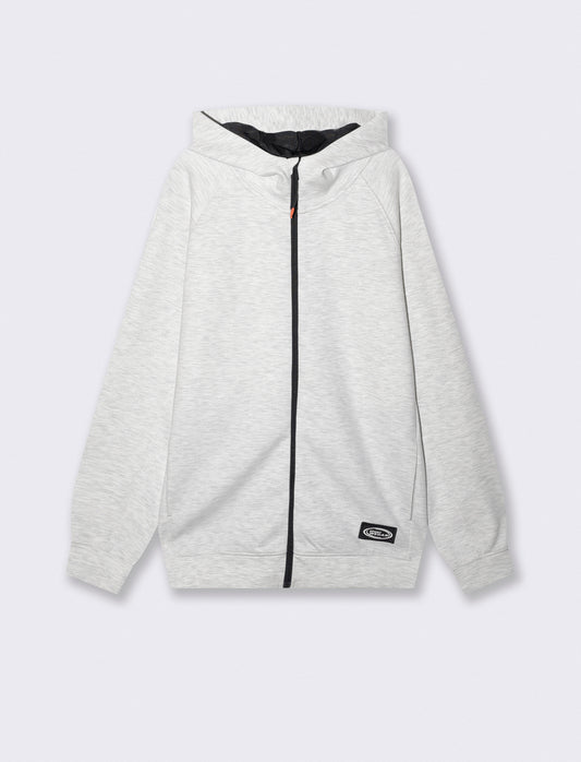 Hooded Sweatshirt Cardigan Interlock Set - Grey