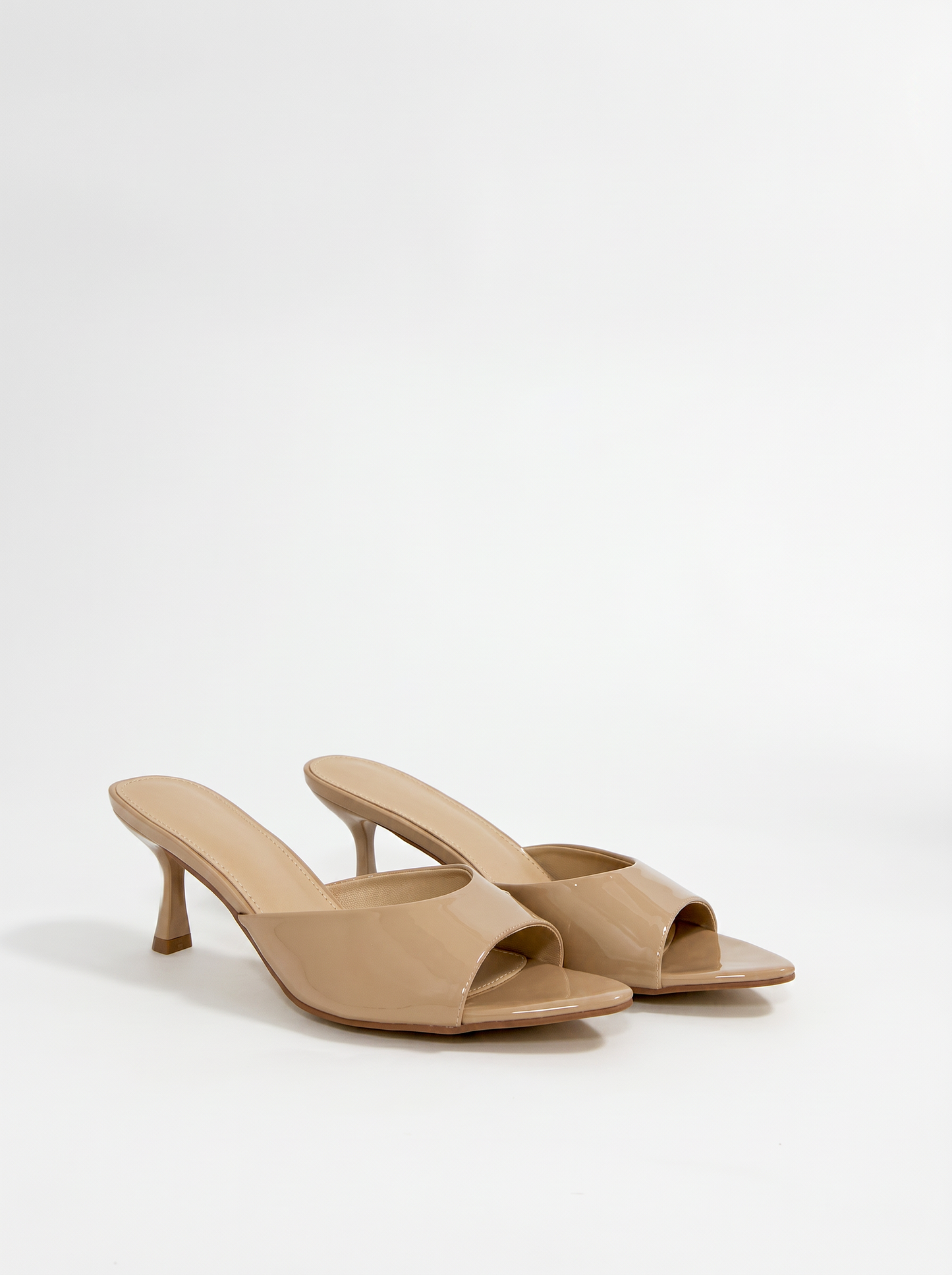 Nude patent mules with 70 mm heel - 
