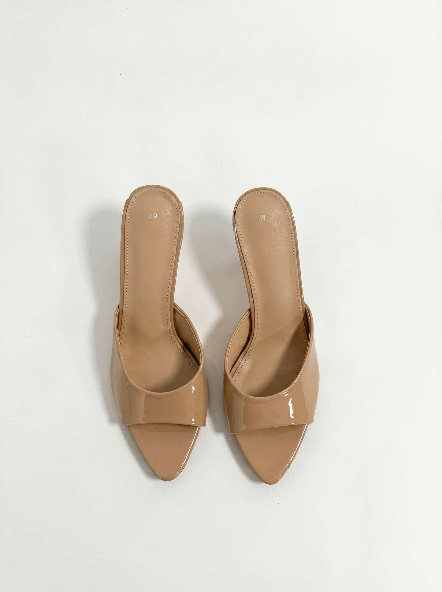Nude patent mules with 70 mm heel - 