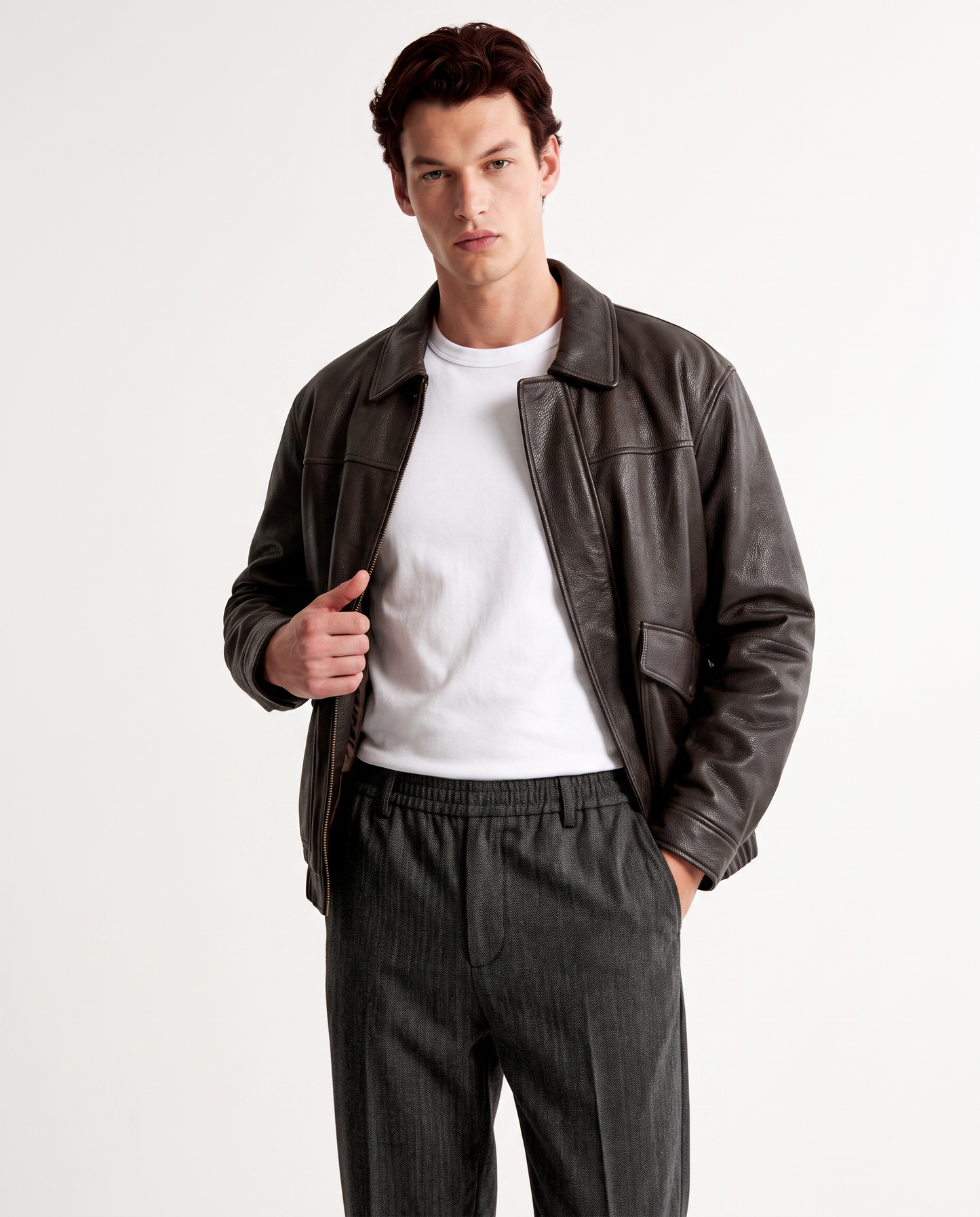 Giubbotto Aviator Pelle Invecchiata - Moro