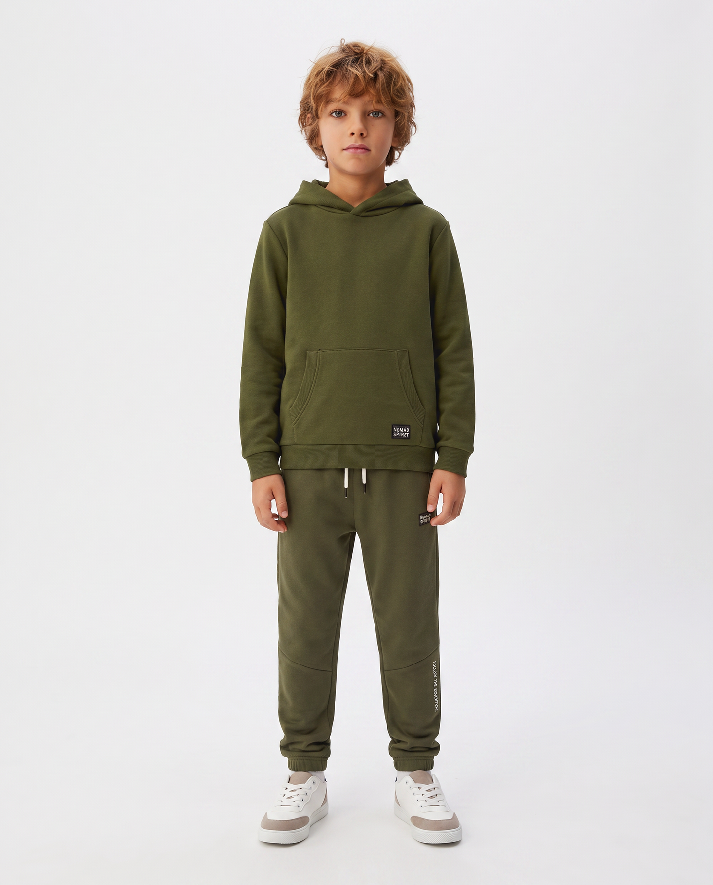 Felpa con cappuccio e marsupio trendy - Verde militare