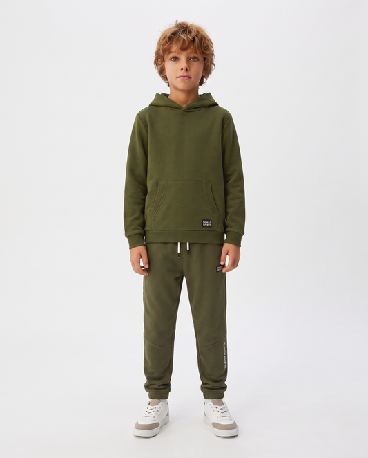 Felpa con cappuccio e marsupio trendy - Verde militare