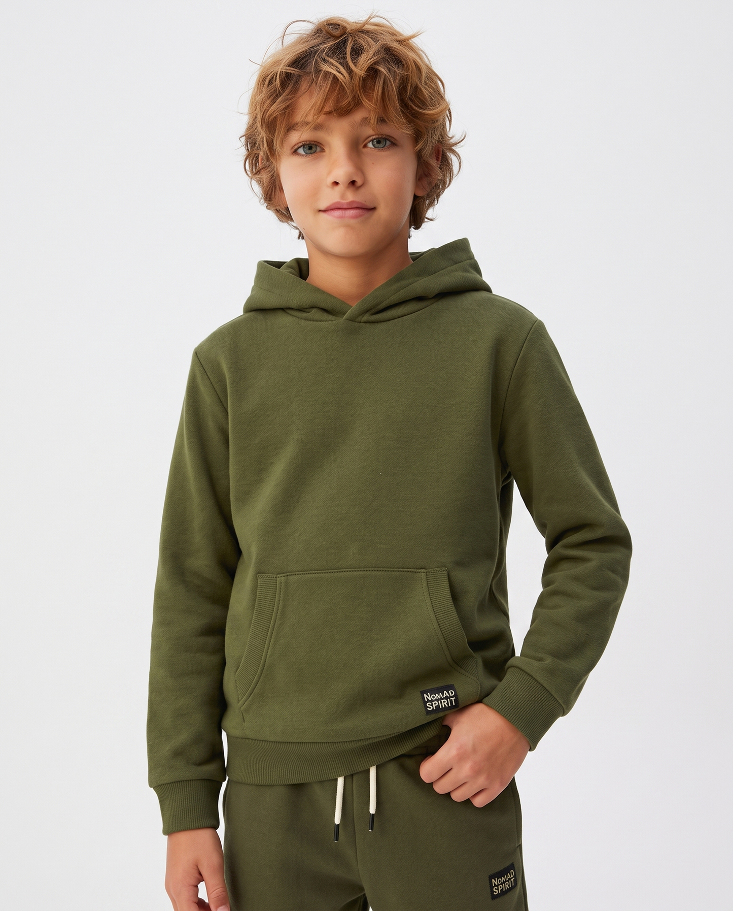 Felpa con cappuccio e marsupio trendy - Verde militare