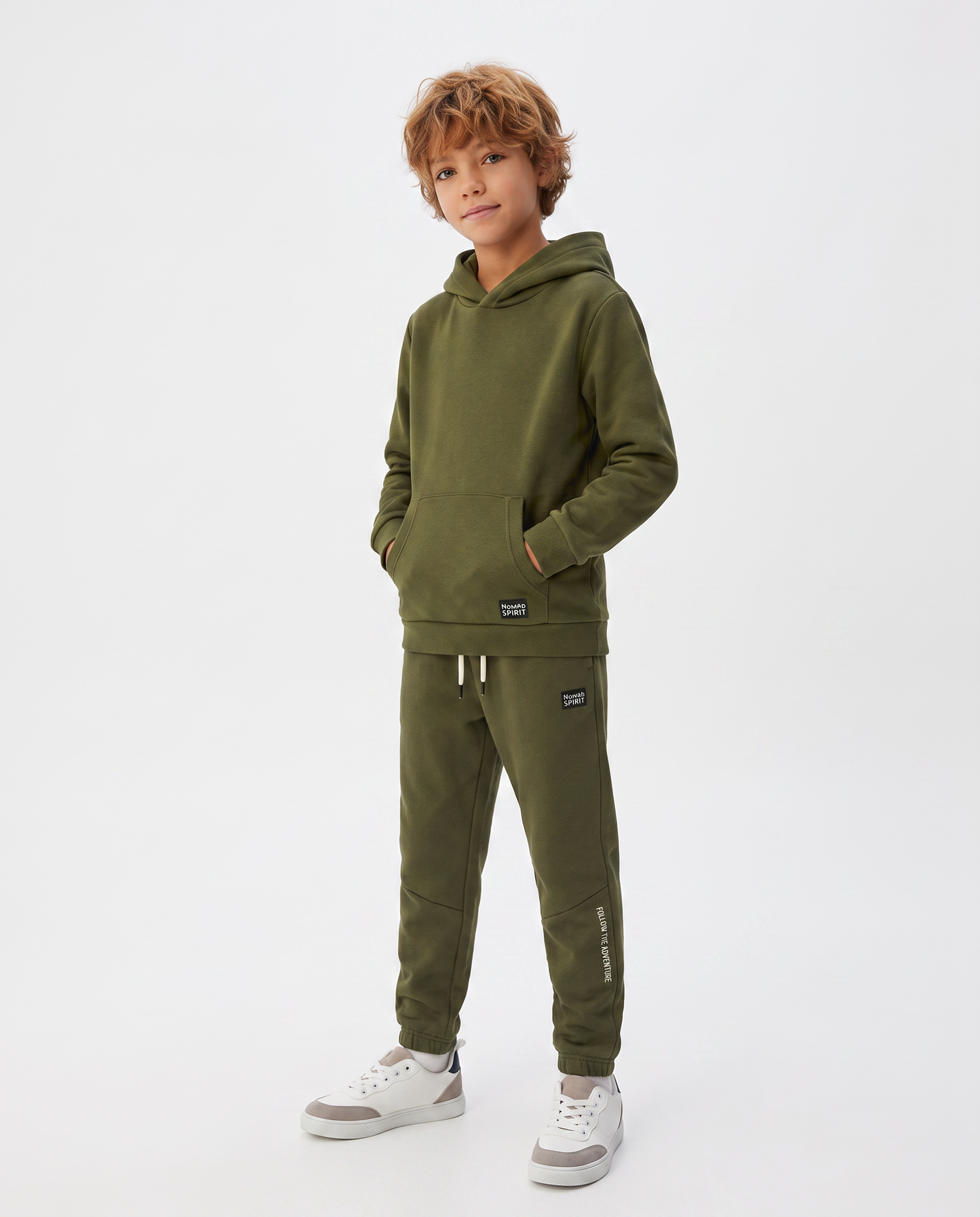 Felpa con cappuccio e marsupio trendy - Verde militare