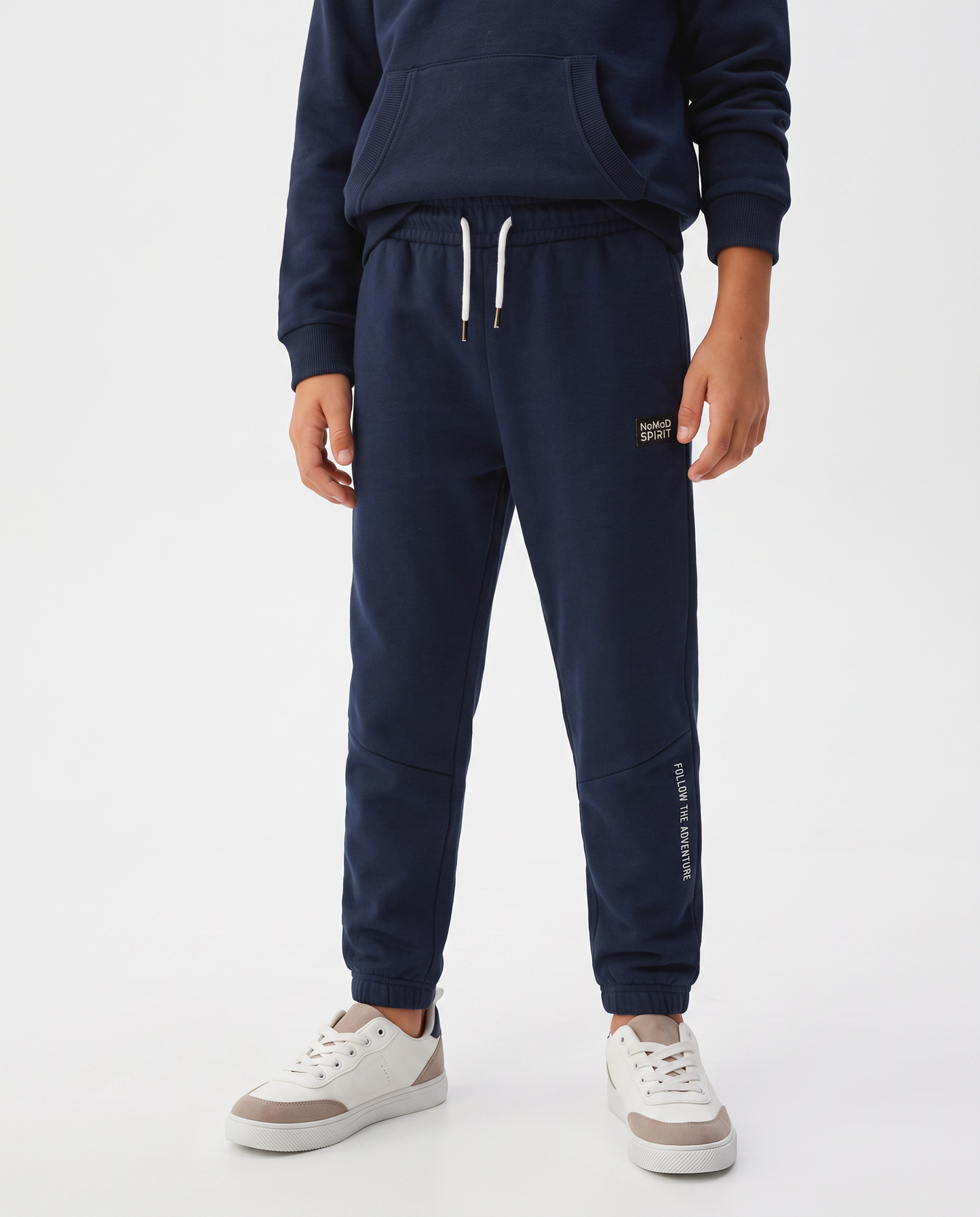 Jogger in Felpa con Coulisse e Patch - Blu