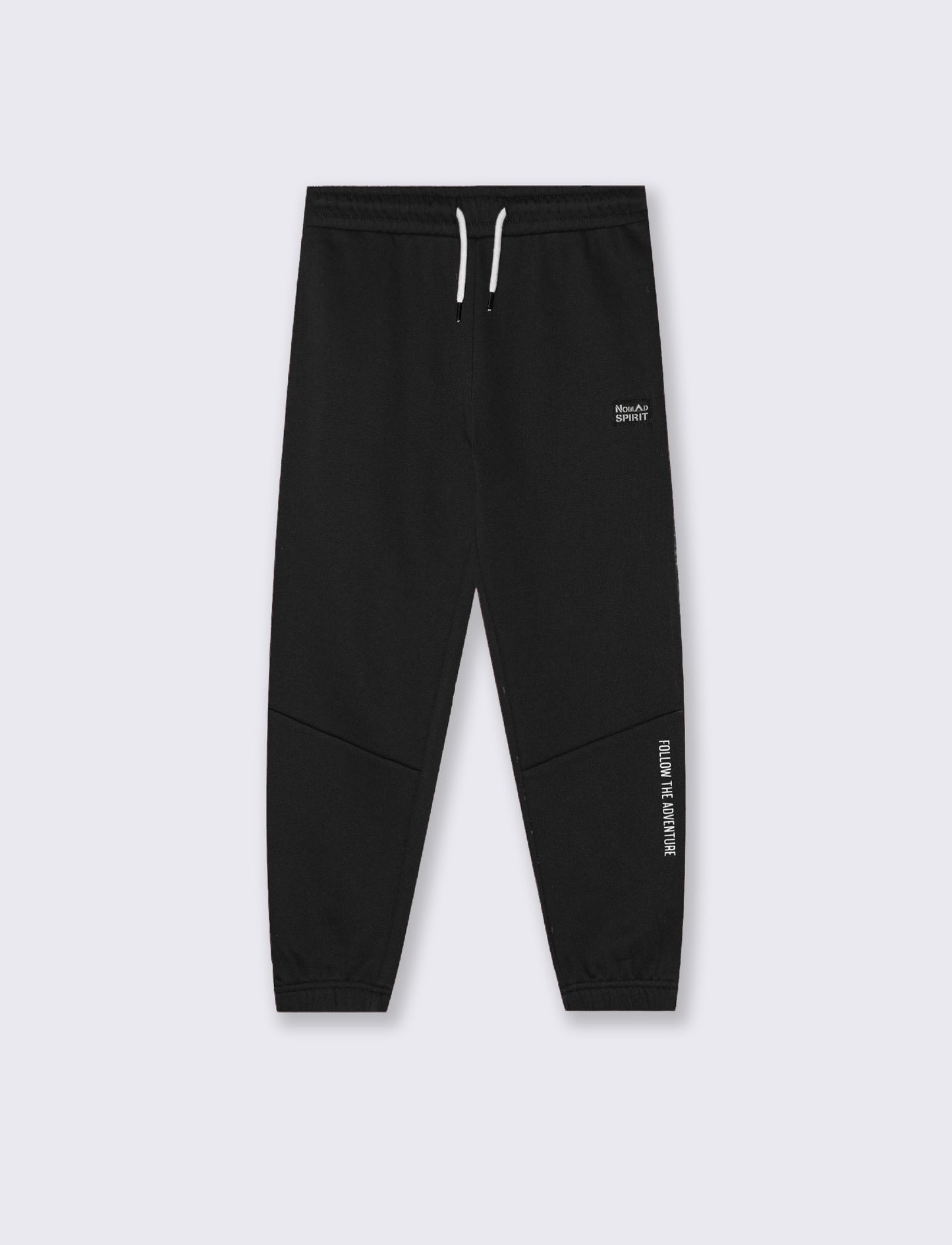 Hooded Sweatpants with Drawstring and Patch - Black
