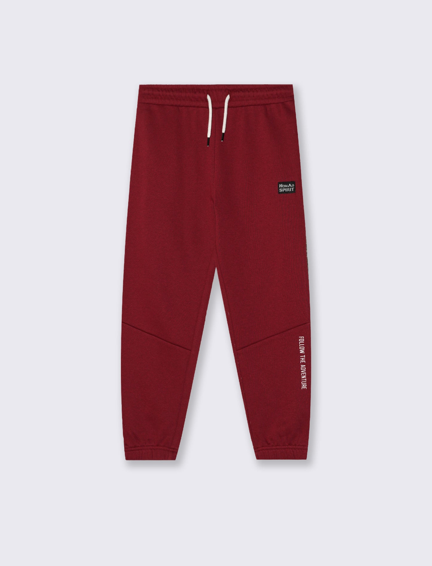 Hooded Sweatpants with Drawstring and Patch - Red