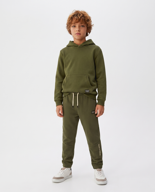 Jogger in Felpa con Coulisse e Patch - Verde militare