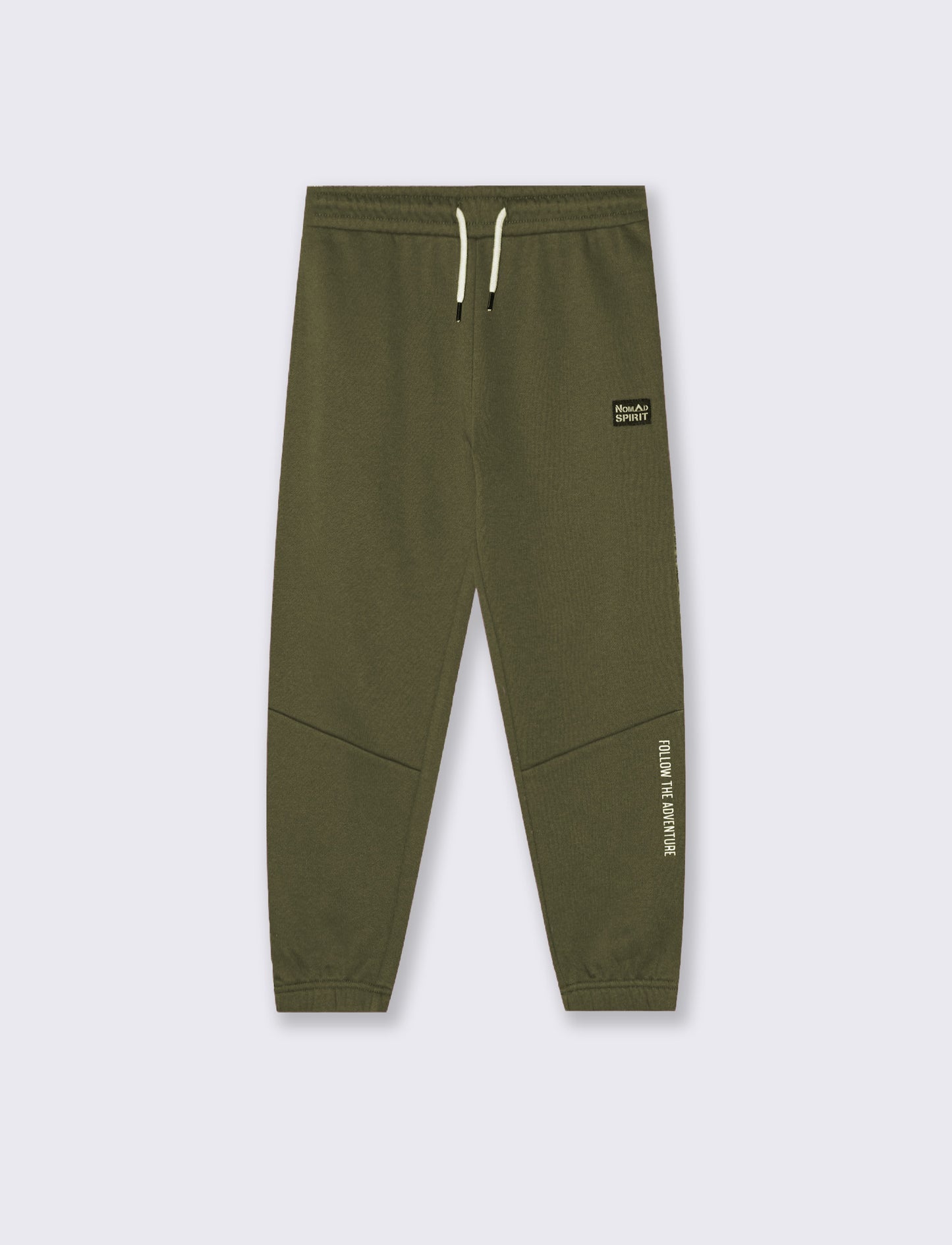 Hooded Sweatpants with Drawstring and Patch - Green