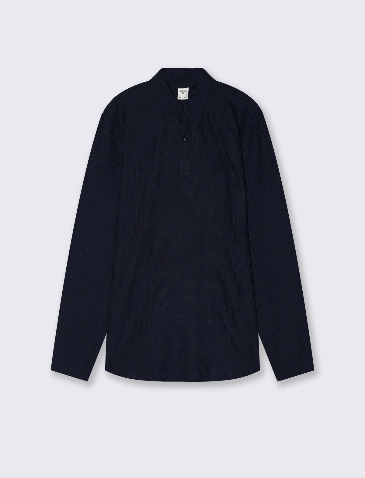 Polo Maniche Lunghe Struttura Waffle - Blu