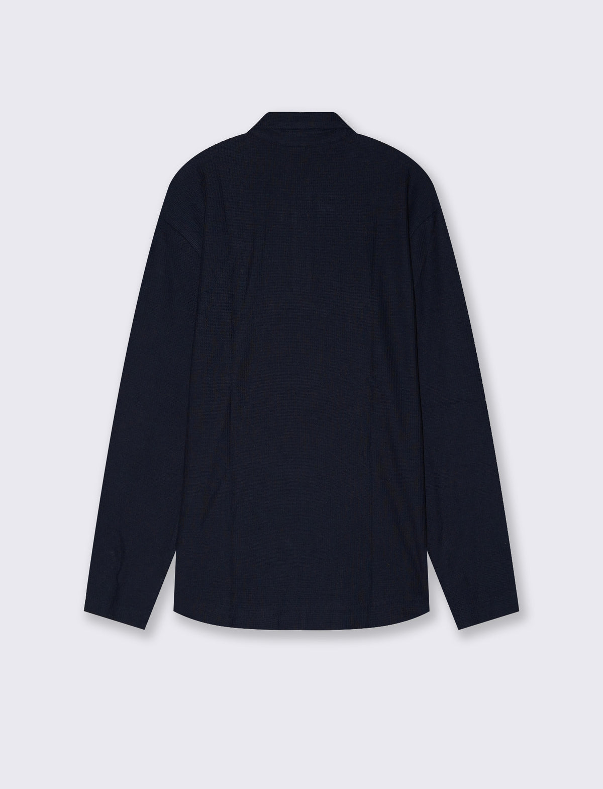 Polo Maniche Lunghe Struttura Waffle - Blu