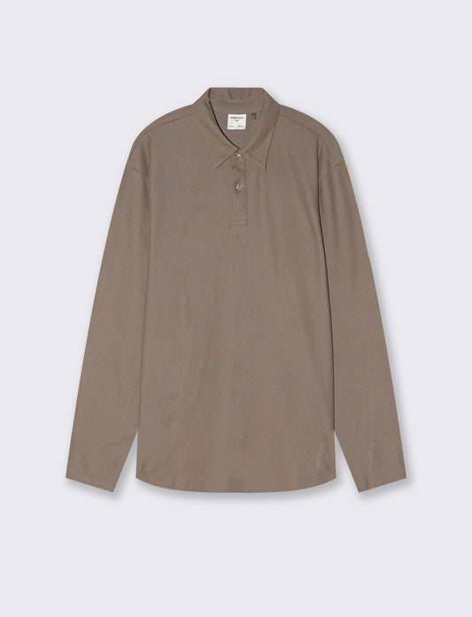 Long Sleeve Polo Waffle Structure - Green